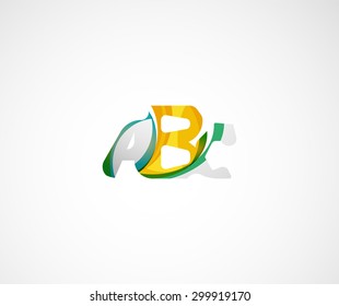 Firmenlogo von Abc. Vektorgrafik. Hergestellt aus überlappenden Wellenelementen, abstrakter Komposition. Symbol für Schriftverkehr