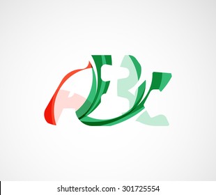 Logo de la empresa Abc. Ilustración vectorial. Hecho de elementos de onda superpuestos, composición abstracta. Concepto de icono de negocio de tipos de letra