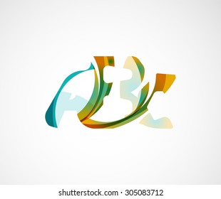 Logo de la empresa Abc. Ilustración vectorial. Hecho de elementos de onda superpuestos, composición abstracta. Concepto de icono de negocio de tipos de letra