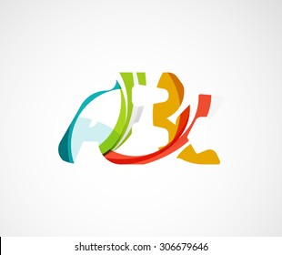 Logo de la empresa Abc. Ilustración vectorial. Hecho de elementos de onda superpuestos, composición abstracta. Concepto de icono de negocio de tipos de letra