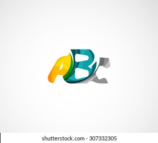 Abc company logo. Vector illustration. Made of overlapping wave elements, abstract composition. Font business icon concept