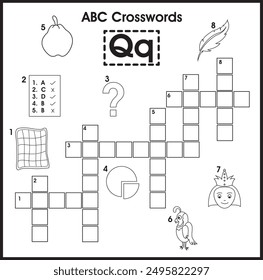 ABC crossword for kids learning (letter Q)