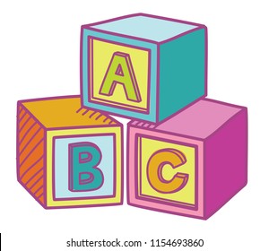 Abc cube education game blocks toys vector