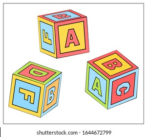 Abc cube education game blocks toys vector. Single high quality symbol of abc cube for web design or mobile app. Flat signs of game blocks for design logo, visit card, etc.