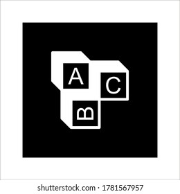 ABC-Würfel-Symbol auf weißem Hintergrund