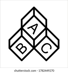 ABC cube icon illustration on white background