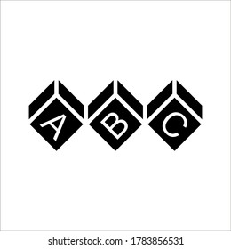 Ilustración del icono del cubo ABC en fondo blanco
