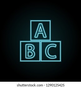 ABC cube icon in neon style. Simple thin line, outline vector of education icons for UI and UX, website or mobile application