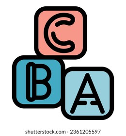 Abc cube icon outline vector. Childcare service. Kid daycare color flat