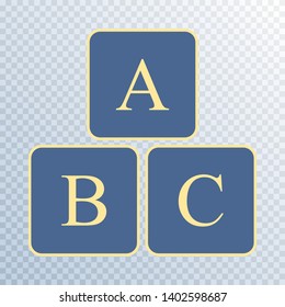 ABC cube sign icon. Symbol educational toys. Vector illustration on a transparent background.