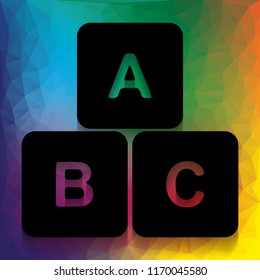 ABC cube sign illustration. Vector. Flat style black icon on white.