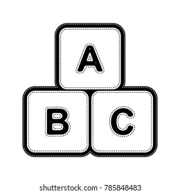 ABC cube sign illustration. Vector. Flat style black icon on white.