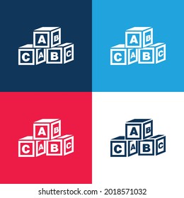 ABC Cubes azul y rojo cuatro colores conjunto de iconos mínimo