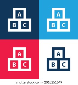 ABC Cubes For Education blue and red four color minimal icon set