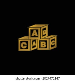 ABC Cubes gold plated metalic icon or logo vector