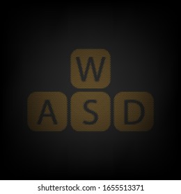 ABC cubes icons set. Icon as grid of small orange light bulb in darkness. Illustration.