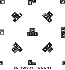 ABC cubes pattern repeat seamless in black color for any design. Vector geometric illustration