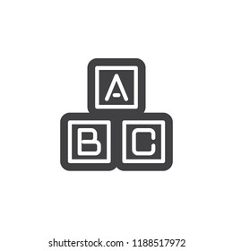 ABC cubes vector icon. filled flat sign for mobile concept and web design. baby toy bricks simple solid icon. Symbol, logo illustration. Pixel perfect vector graphics
