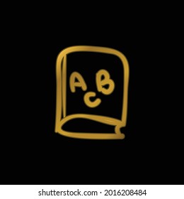 ABC Educational Book gold plated metalic icon or logo vector