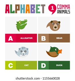 Abc English alphabet animal icon set vector illustration
