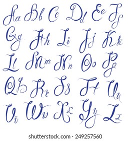 Abc English Alphabet Handwritten Calligraphic Uppercase Stock Vector ...