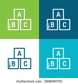 Abc Flat cuatro colores mínimo conjunto de iconos