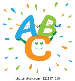 ABC flat icon. A,B,C letters fun cartoon illustration.