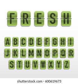 abc flipping panel font. Green  Fresh sign 