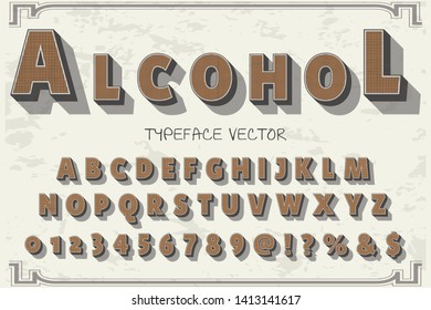 abc Font alphabet Script Typeface handcrafted handwritten vector label design old style.Shadow Effect.vintage Hand Drawn.Retro Typography.Vector Illustration.
