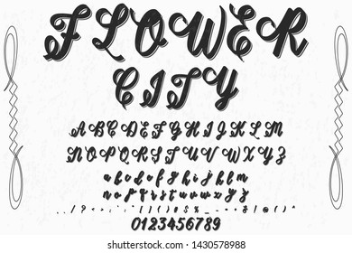 abc Font alphabet Script Typeface handcrafted handwritten vector label design old style.Shadow Effect.vintage Hand Drawn.Retro Typography.Vector Illustration.