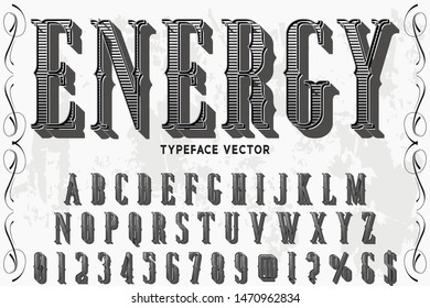 abc Font alphabet Script Typeface handcrafted handwritten vector label design old style.Shadow Effect.vintage Hand Drawn.Retro Typography.Vector Illustration.
