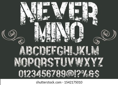 abc Font alphabet Script Typeface handcrafted handwritten vector label design old style.Shadow Effect.vintage Hand Drawn.Retro Typography.Vector Illustration.war never mino