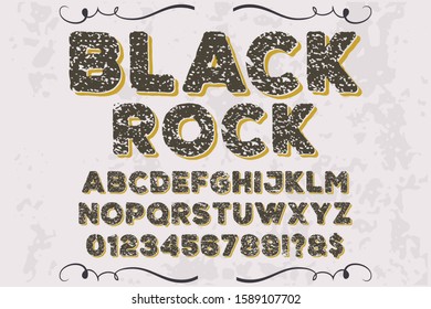 abc Font alphabet Script Typeface handcrafted handwritten vector label design black rock