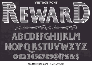 abc Font alphabet Script Typeface.Shadow Effect.vintage Hand Drawn.Retro Typography.Vector Illustration named reward
