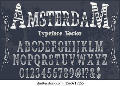 abc Font alphabet Script Typeface.Shadow Effect.vintage Hand Drawn.Retro Typography.Vector Illustration named amsterdam