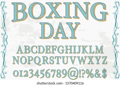abc Font alphabet Script Typeface.Shadow Effect.vintage Hand Drawn.Retro Typography.Vector Illustration named boxing day