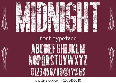 abc Font alphabet Script Typeface.Shadow Effect.vintage Hand Drawn.Retro Typography.Vector Illustration named midnight