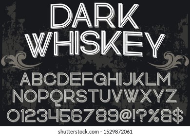 abc Font alphabet  Alphabet Font. Typography modern style gold font set. vector illustration label design dark whiskey
