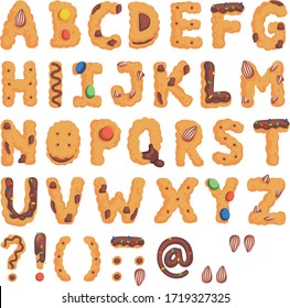 ABC  Font graphic cookies set illustration.