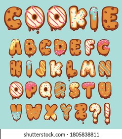 ABC Font graphic cookies set illustration.