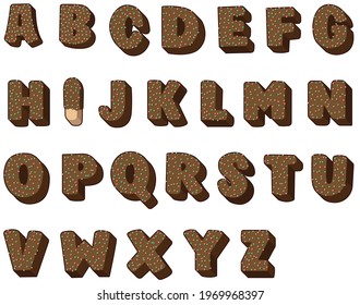 ABC Font graphic cookies set illustration.
