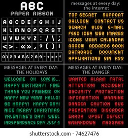 ABC font from paper tape,  messages at every day