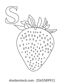 Abc fruits and vegetables coloring book page