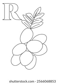 abc fruits and vegetables coloring book page