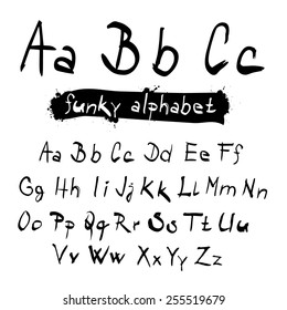 ABC - abc Funky Vector Black Hand Written Alphabet Set Isolated on White Background