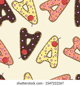 ABC gingerbread seamless pattern for christmas design, vector