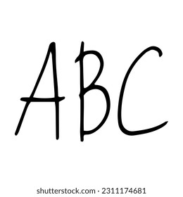 abc handgezeichnet im Doodle-Stil. Schule, Alphabet, Buchstaben.