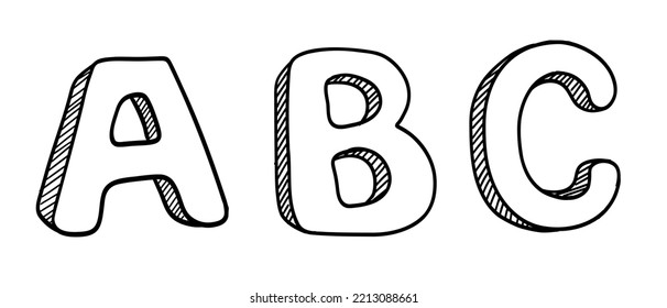 ABC Hand Drawn Letters, Outline Alphabet, kids abc cover, book for kids, first ABC cover, Board book title, children design, kids title, ABC book, My first Letter, first letter Vintage Doodle Letters.