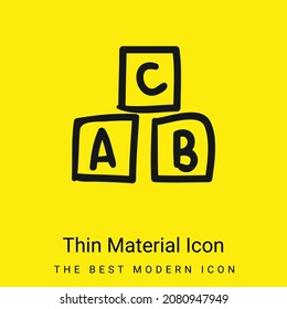 Cubos de juguete dibujados a mano ABC icono de material amarillo brillante mínimo