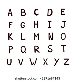 ABC hand drawn vector font elements set isolated on white background. English alphabet with funny letters for elementary school learning
